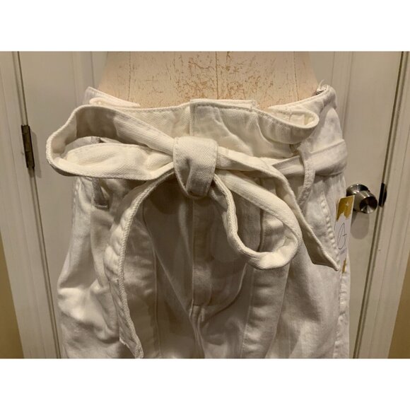 DL1961 White Denim "Susie" High Rise Paperbag Belted Jeans, Size 27 - Picture 2 of 8